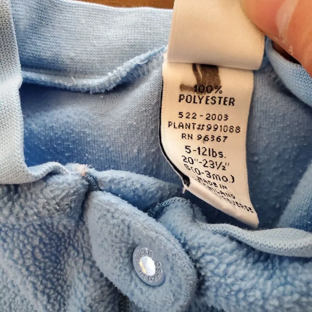 Vintage Baby Blue Boys Sleeper Footed Pajama PJ 0-3m